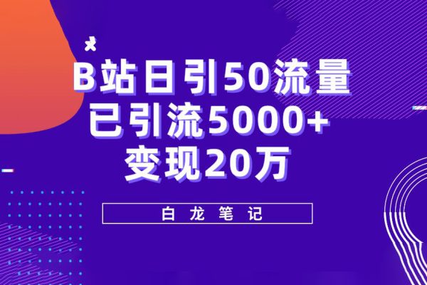 B站日引50+流量，實戰(zhàn)已引流5000+變現(xiàn)20萬，超級實操課程