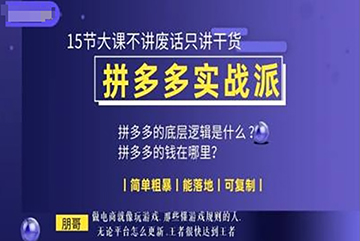 朋哥電商(拼多多實戰(zhàn)派)，15節(jié)大課不講廢話只講干貨，簡單粗暴 能落地 可復制