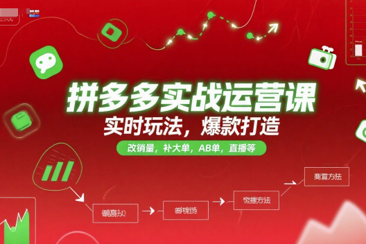 推易電商拼多多實戰運營課，實時玩法，爆款打造，改銷量，補大單，AB單，直播等（更新2025月）
