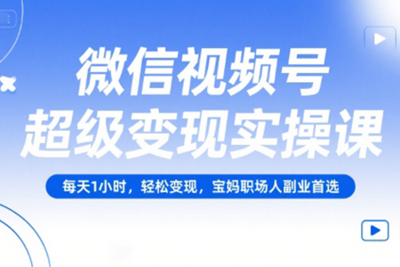 微信視頻號超級變現實操課，每天1小時，輕松變現，寶媽職場人副業首選