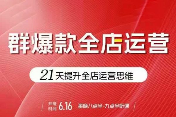 賈真電商群爆款全店運營，21天提升全店運營思維，起店、全店運營爆款不斷